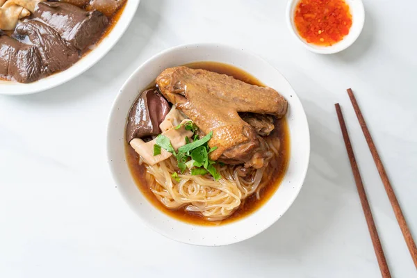Braised Duck Noodles Brown Soup Asian Food Style — Stock Photo, Image