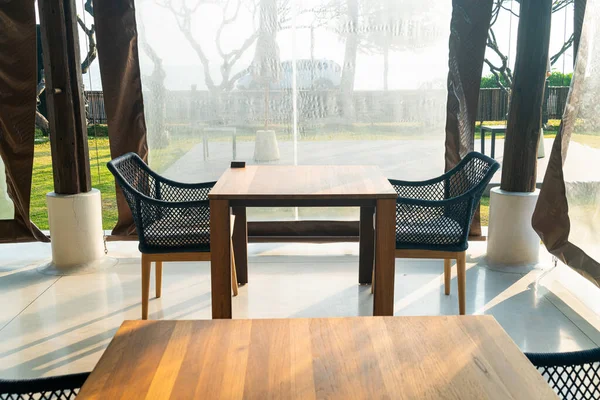 beautiful and empty outdoor chair and table