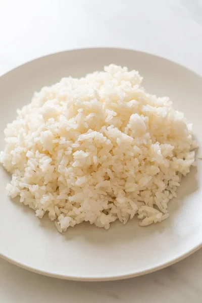 Cooked Thai Jasmine White Rice Plate — Stock Photo, Image