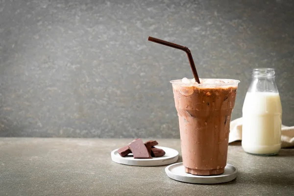 Bebida Batido Chocolate Helado Sobre Fondo Madera — Foto de Stock