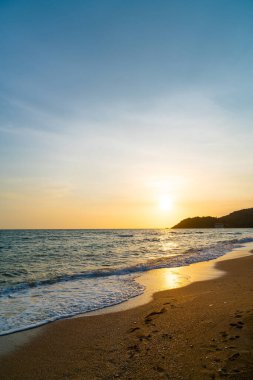 beautiful sea beach with sunset or sunrise time