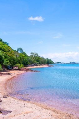 The Pink Coast or Lan Him Chomphu with sea background at Chanthaburi in Thailand