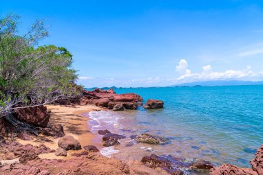 The Pink Coast or Lan Him Chomphu with sea background at Chanthaburi in Thailand