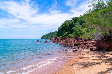 The Pink Coast or Lan Him Chomphu with sea background at Chanthaburi in Thailand