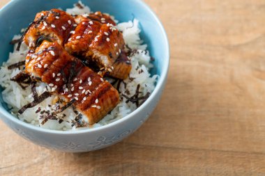 Yılan balığı pirinç kasesi veya unagi pirinç kasesi - Japon yemek tarzı.