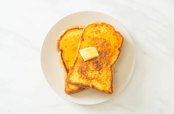 Fransmän Rostade Med Smör Och Honung Till Frukost — Stockfoto