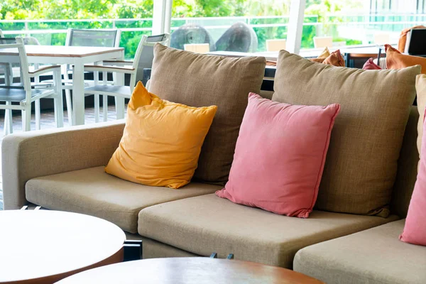Comfortable Pillows Sofa Relaxing Area — Stok fotoğraf