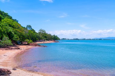 The Pink Coast or Lan Him Chomphu with sea background at Chanthaburi in Thailand