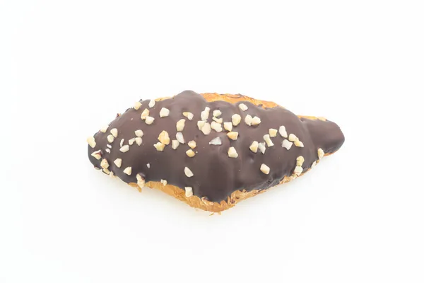 Croissant Mit Schokolade Und Nussig Isoliert Auf Weißem Hintergrund — Stockfoto