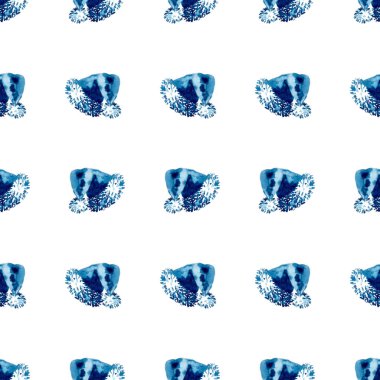 XMAS suluboya Noel Baba Şapka Desensiz Mavi Renkli. El boyası Cap Kostüm arka planı ya da Süs, Paket veya Noel Hediyesi için duvar kağıdı