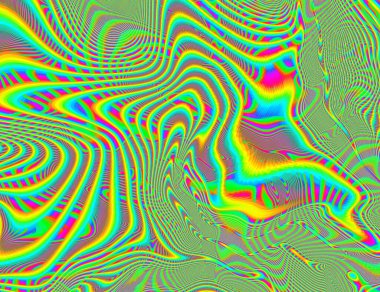 Hippi Trippy Psychedelic Rainbow Arka plan LSD Renkli Duvar Kağıdı. Soyut Hipnotik İllüzyon. Hippi Retro Doku Arızası ve Disko