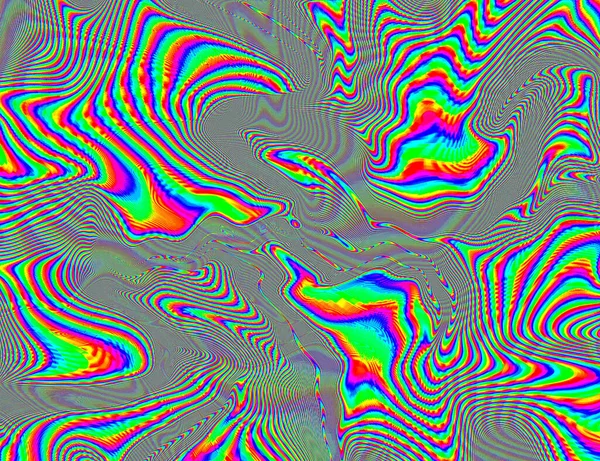 Hippie Trippy Psychedelic Rainbow Hintergrund LSD Bunte Tapete. Abstrakte Hypnotische Illusion. Hippie Retro Texture Glitch und Disco — Stockfoto