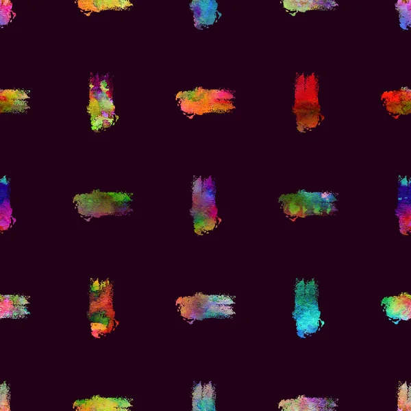 Υδατογραφία Brush Stripes Seamless Pattern Grange Γεωμετρικός σχεδιασμός σε χρώμα Rainbow. Υδατογραφία Σύγχρονη Strokes Grung κολάζ σε σκούρο φόντο Violet — Φωτογραφία Αρχείου