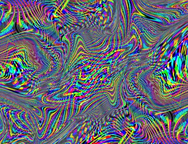 Trippy Psychedelic Rainbow Arkaplan Arızası LSD Renkli Duvar Kağıdı. 60 'ların soyut Hipnoz İllüzyonu. Hippi Retro Doku. halüsinasyonlar