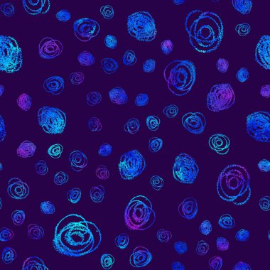 Suluboya desensiz fırça darbeleri ve lekeler zarif akvaryum geometrik desenli çizim Koyu mavi arkaplan üzerine boyanmış el