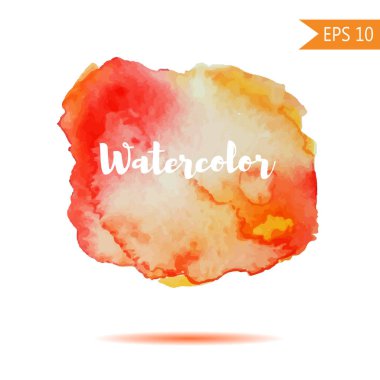 Suluboya stili vektör çizimi. Tasarım ya da baskı için renkli bir element. Elle çizilmiş Gökkuşağı arkaplan metni. Kırmızı turuncu