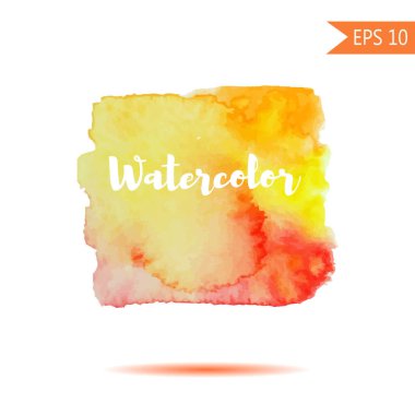 Suluboya stili vektör çizimi. Tasarım ya da baskı için renkli bir element. Elle çizilmiş Gökkuşağı arkaplan metni. Sarı kırmızı turuncu