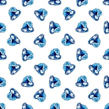 XMAS suluboya Noel Baba Şapka Desensiz Mavi Renkli. El boyası Cap Kostüm arka planı ya da Süs, Paket veya Noel Hediyesi için duvar kağıdı