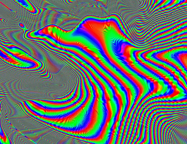 Hippie Trippy Psychedelic Rainbow Background LSD Colorful Wallpaper. Abstract Hypnotic Illusion. Hippie Retro Texture Glitch and Disco