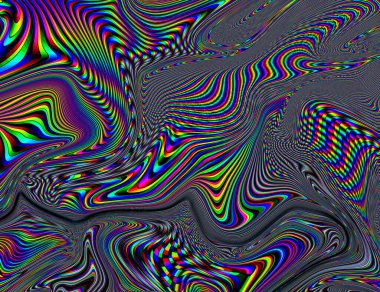 Trippy Psychedelic Rainbow Arkaplan Arızası LSD Renkli Duvar Kağıdı. 60 'ların soyut Hipnoz İllüzyonu. Hippi Retro Doku. halüsinasyonlar