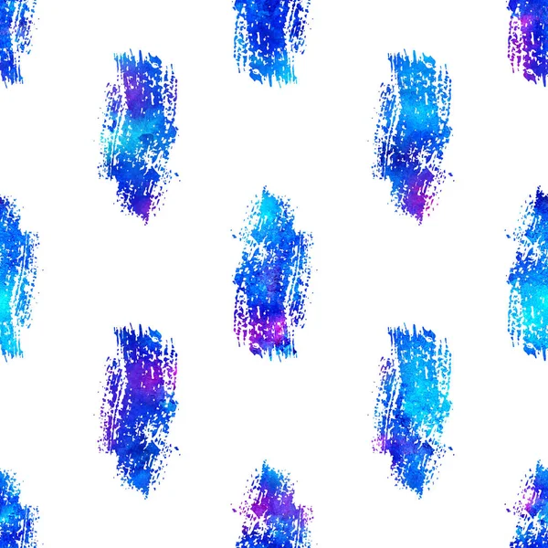 Akwarelowe paski pędzla Płynny wzór ręcznie malowane Grange Geometric Design w kolorze niebieskim. Nowoczesne uderzenia Grung Collage tle — Zdjęcie stockowe