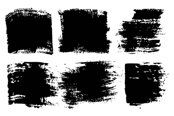 벡터 세트의 붓은 검은 색 바탕에 흰색으로 칠해져 있다. 손으로 그람 요소들을 색칠 했습니다. 잉크그리기. 더러운 예술 작품. 텍스트, 인용, 정보, 회사 이름의 위치. — 스톡 벡터