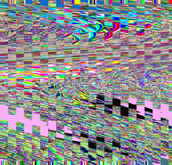 Glitch psykedelisk bakgrund. Ett gammalt tv-skärmsfel. Digital pixel buller abstrakt design. Fotofel. Tv-signalen slutar fungera. Tekniska problem grunge tapet. Färgglada ljud — Stockfoto