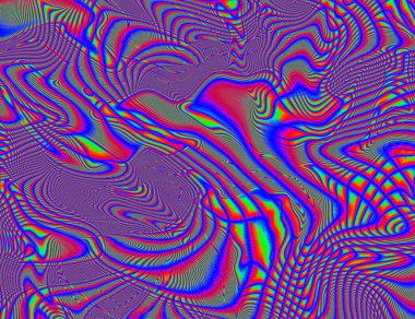 Hippi Trippy Psychedelic Rainbow Arka plan LSD Renkli Duvar Kağıdı. Soyut Hipnotik İllüzyon. Hippi Retro Doku Arızası ve Disko