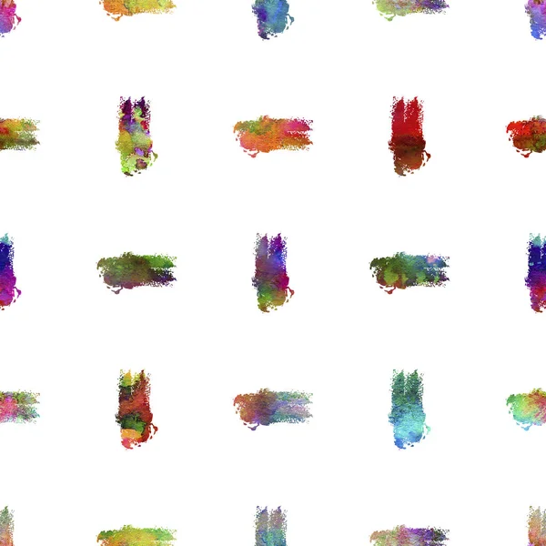 Watercolor Brush Stripes Seamless Pattern Grange Geometric Design in Rainbow Color. 현대의 뇌졸중 그 랑은 어린이 직물 과 직물을 위한 콜라주입니다. — 스톡 사진