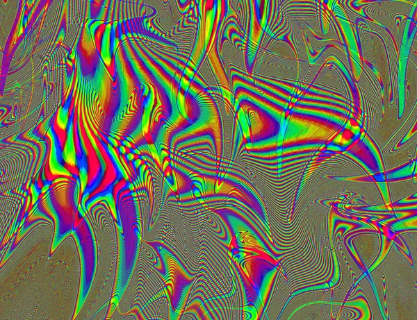 Trippy psychédélique arc-en-ciel fond Glitch LSD papier peint coloré. Illusion hypnotique abstraite des années 60. Texture rétro hippie. hallucinations — Photo