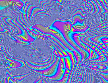 Trippy Psychedelic Rainbow Arkaplan Arızası LSD Renkli Duvar Kağıdı. 60 'ların soyut Hipnoz İllüzyonu. Hippi Retro Doku. halüsinasyonlar