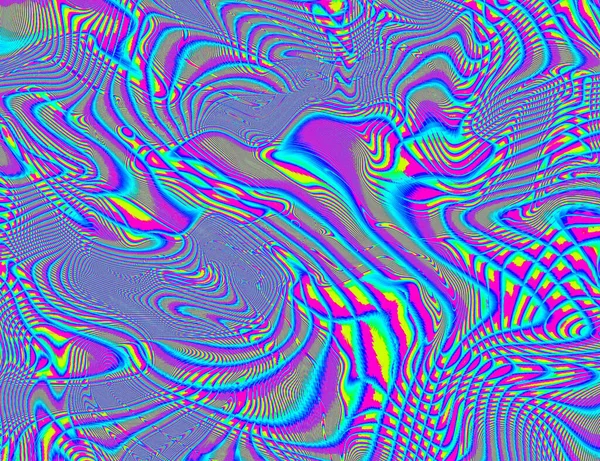 Trippy psychedelischen Regenbogen Hintergrund Glitch LSD Bunte Tapete. 60er Jahre Abstrakte Hypnotische Illusion. Hippie Retro Textur. Halluzinationen — Stockfoto