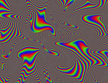 Trippy Psychedelic Rainbow Arkaplan Arızası LSD Renkli Duvar Kağıdı. 60 'ların soyut Hipnoz İllüzyonu. Hippi Retro Doku. halüsinasyonlar