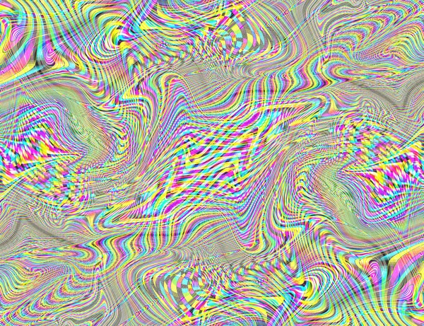 Hippie Trippy Psychedelic Rainbow Background LSD Colorful Wallpaper. Abstract Hypnotic Illusion. Hippie Retro Texture Glitch and Disco — Stock Photo, Image