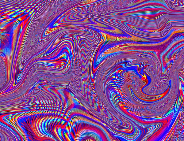 Hippie Trippy psicodélico arco-íris fundo LSD colorido papel de parede. Ilusão hipnótica abstrata. Falha de textura Hippie Retro e Disco — Fotografia de Stock