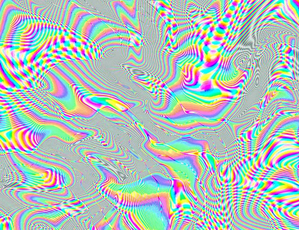 Hippie Trippy Psychedelic Rainbow Bakgrund LSD Färgglada Bakgrund. Abstrakt Hypnotisk Illusion. Hippie Retro Texture Glitch och Disco — Stockfoto