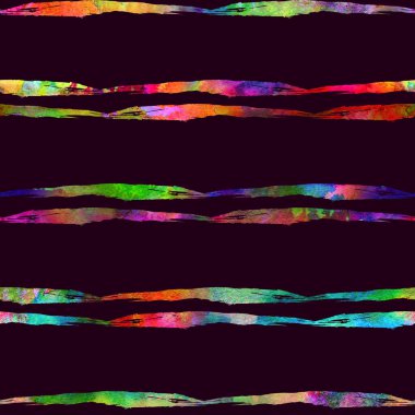 Suluboya Fırça Çizgileri Kusursuz Şablon Grange Geometrik Tasarımı Gökkuşağı Rengi. Çocuklar için Modern Strokes Grung Kolajı Kumaş ve Tekstil