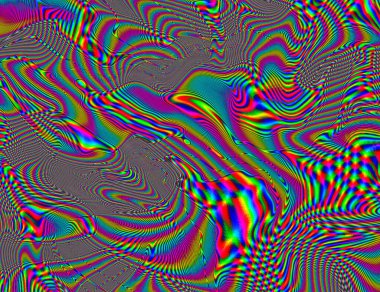 Trippy Psychedelic Rainbow Arkaplan Arızası LSD Renkli Duvar Kağıdı. 60 'ların soyut Hipnoz İllüzyonu. Hippi Retro Doku. halüsinasyonlar
