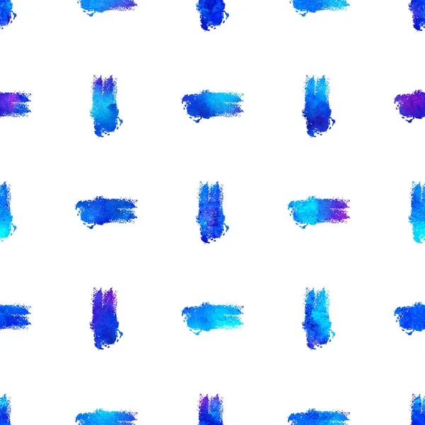 Escova de aquarela listras padrão sem costura pintado à mão Grange Design geométrico na cor azul. Acidente vascular cerebral moderno Grung Collage fundo — Fotografia de Stock