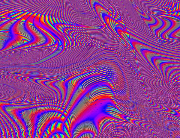 Trippy Psychedelic Rainbow Background Glitch LSD Colorful Wallpaper. 60s Resumen Ilusión hipnótica. Hippie Retro Texture. alucinaciones — Foto de Stock