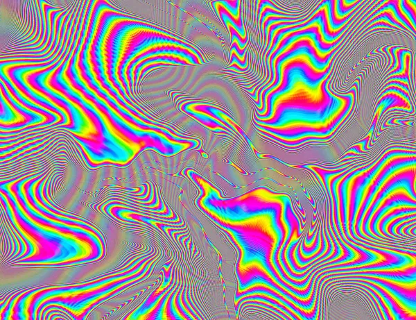 Hippie Trippy Psychedelic Rainbow Hintergrund LSD Bunte Tapete. Abstrakte Hypnotische Illusion. Hippie Retro Texture Glitch und Disco — Stockfoto