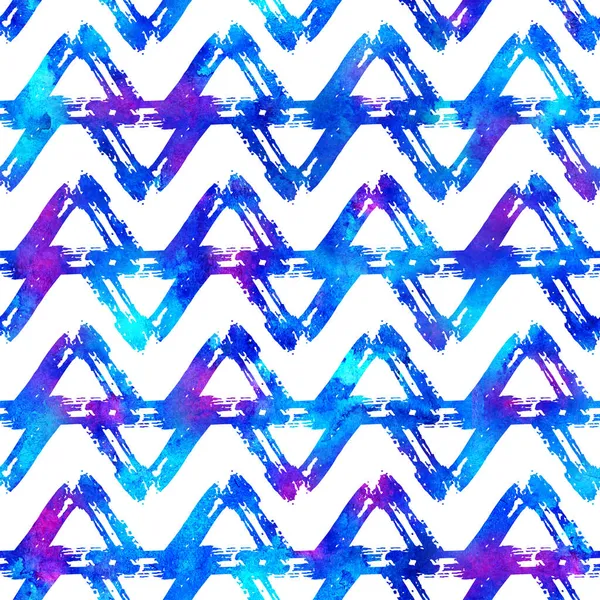 Pincel curso geométrico Grung padrão sem costura em fundo de cor azul. Gunge Collage Watercolor Textura para Adolescentes e Escolares Tecido Imprime Grange Design com linhas — Fotografia de Stock