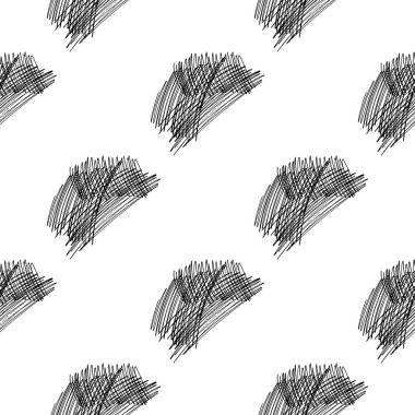 Beyaz arka planda vektör desensiz fırça çizgileri siyah renk. Elle boyanmış grange dokusu. Mürekkep geometrik elementler. Modern moda tarzı. Bitmek bilmeyen kumaş izi.