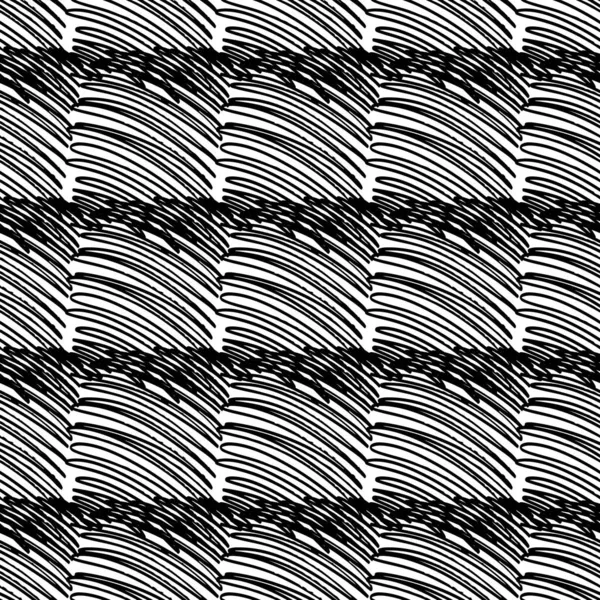 Vector seamless pattern brush stripes Black color on white background. Hand painted grange texture. Ink geometric elements. Fashion modern style. Endless fabric print. — Stock Vector