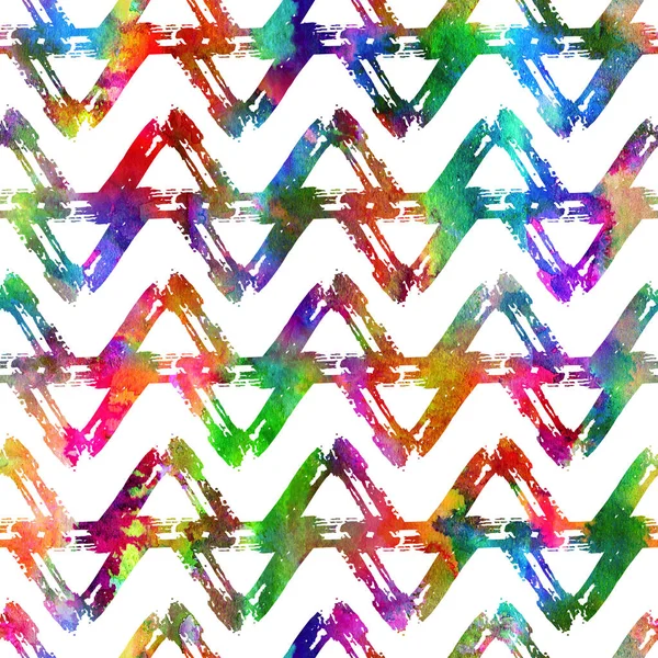 Fırça Darbesi Geometrik Grung Desenli Gökkuşağı Renk Arkaplanında Kusursuz. Gunge Kolajı Gençler ve Okul Çocukları için Suluboya Dokuması Parsel Parmak izi Tasarımı — Stok fotoğraf