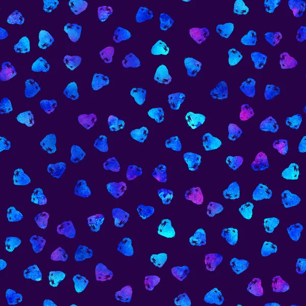 Brush Stroke Heart Love Geometric Grung Pattern Seamless in Blue Color Background. Gunge Collage Watercolor Texture for Teen and School Kids Fabric Prints Grange Design — 스톡 사진