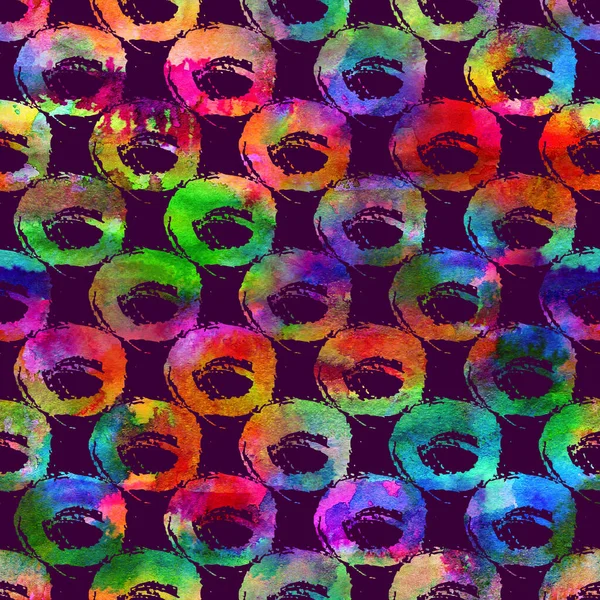 Brush Dot Spot Blot Geometryczny wzór Grung Płynny w tle tęczy kolor. Gunge Collage Tekstura akwareli dla nastolatków i dzieci School Fabric Druki Grange Design — Zdjęcie stockowe