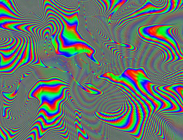 Psychedelické duhové pozadí LSD barevné tapety. Abstraktní hypnotická iluze. Hippie Retro textura — Stock fotografie