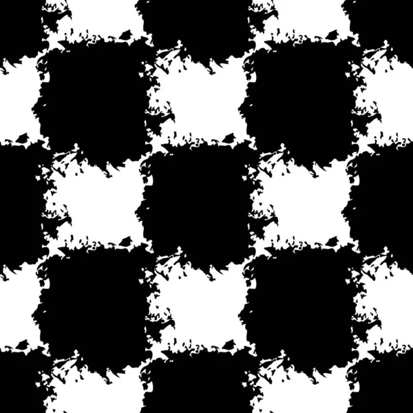 Vector Square Brush Seamless Pattern Plaid Grange Minimalista Sprawdź projekt geometryczny w kolorze czarnym. Nowoczesny Grung Collage Tło dla tkanin i tkanin dla dzieci — Wektor stockowy