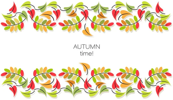 À l'automne. Fond horizontal vectoriel, ornement. Poster déco automne feuillage. Concept d'automne. — Image vectorielle